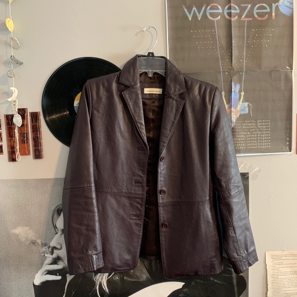 Dark purple leather jacket - Picture 1 of 3